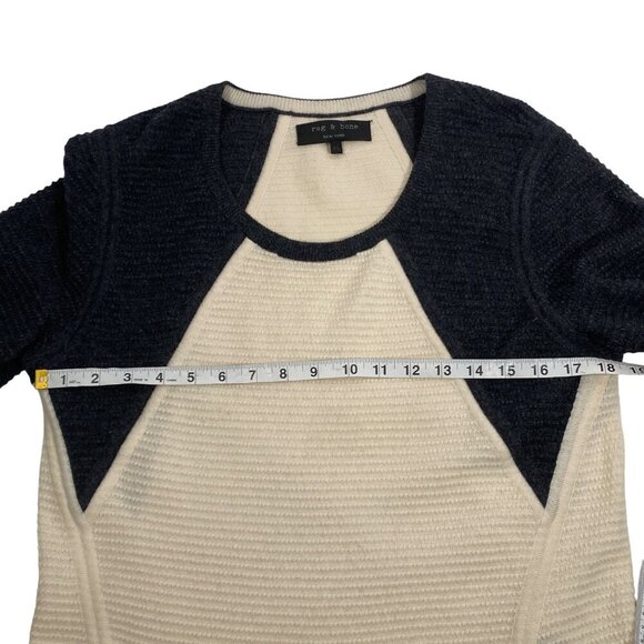 Rag & Bone Womens 100% Wool Blend Two-Tone Sweater XS charcoal gray Cream preppy - Picture 8 of 10